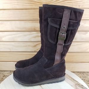 ALDO Brown Leather/Suede Winter Boots 9 39 EUR with Pocket Side Zip real fur